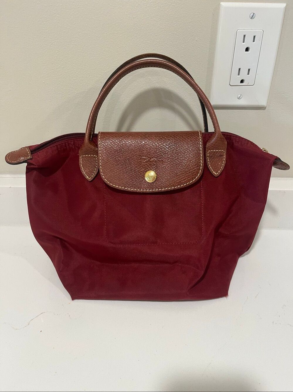 Longchamp Le Pliage One S Handbag Small Maroon Burgundy